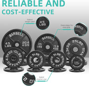 Olympic Cast Iron 2-Inch Weight Plates for Strength Training & Weightlifting, 255 Pounds Set, Multiple Packages