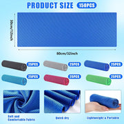 Shellwei 150 Pcs Cooling Towels Bulk 32 x 12 Inch Ice Towel Bulk Cooling Rag for Neck and Face Soft Breathable Microfiber Cloth Chilly Quick Cold for Yoga Gym Sport Golf Running Work Stay Cold