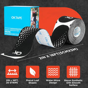 OK TAPE Synthetic Kinesiology Tape Precut Strips, Waterproof Kinesiology Athletic Tape for Joint & Muscle Support, Reflective and Durable Tape, 2in×16.4ft Roll 20PCS | Beige