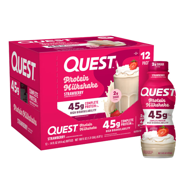 Quest Nutrition Vanilla Protein Shake, 45g Protein, 2g Sugar, 3g Net Carbs, Ready to Drink, Gluten Free, 12 Count
