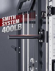 Major Fitness Drone2 Advanced Training Smith Machines– All-in-One Home Gym Squat Rack with Aluminum Pulley Set , Weight Bar, Dual LAT Pull-Down Systems & Cable Crossover Machine for Full-Body Workouts