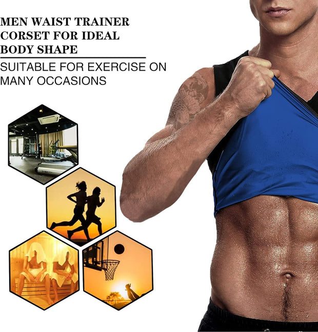 Sauna Sweat Suits Shirt Vest Waist Trainer for Men Compression Workout Shapewear Excersize Gym Clothes Working Out