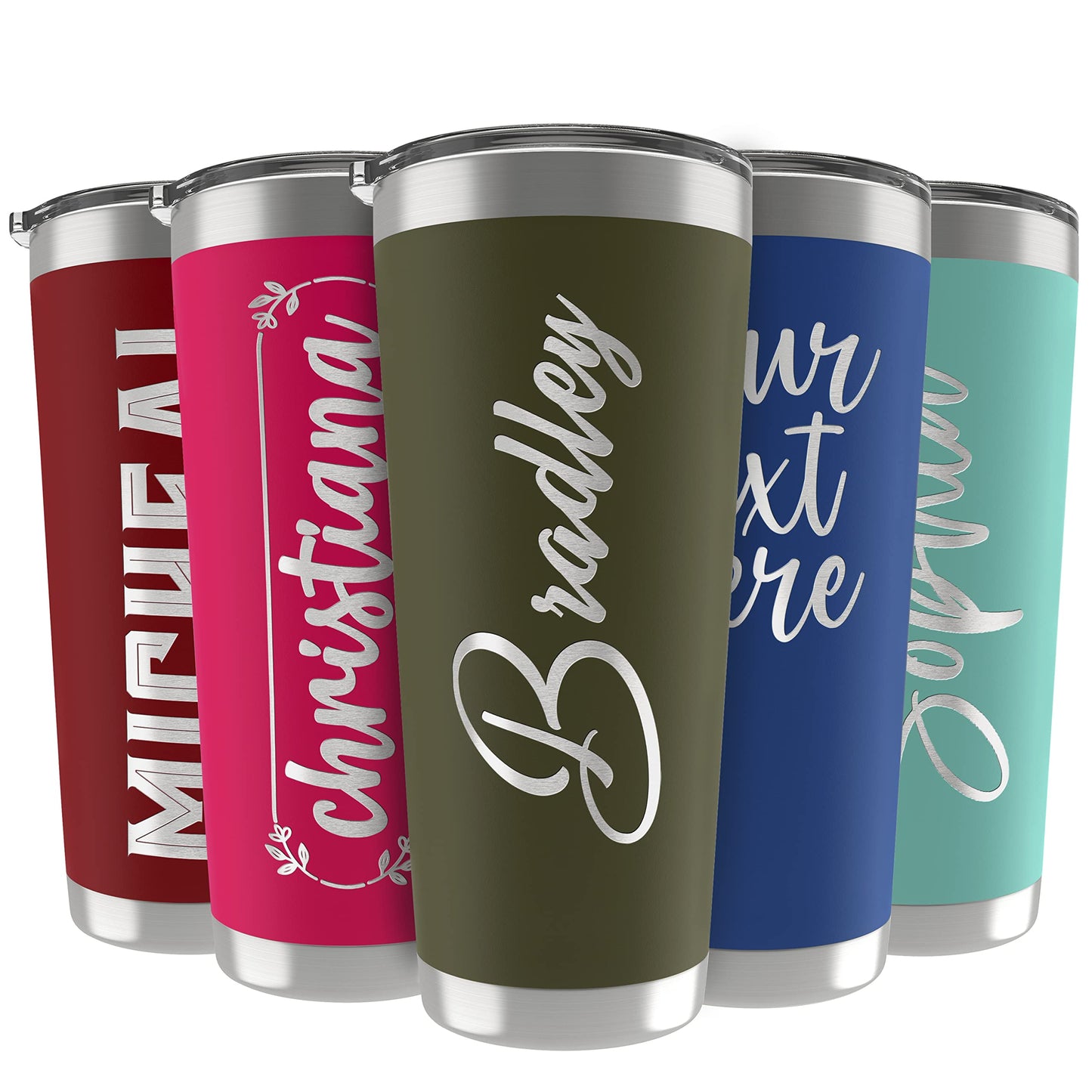 Personalized Tumblers, Stainless Steel 20 oz Tumbler w/Lid | 13 Designs | Personalized Cups Double Walled Insulated Coffee Cup for, Gym, Fitness | Hot and Cold Drink Use - Black