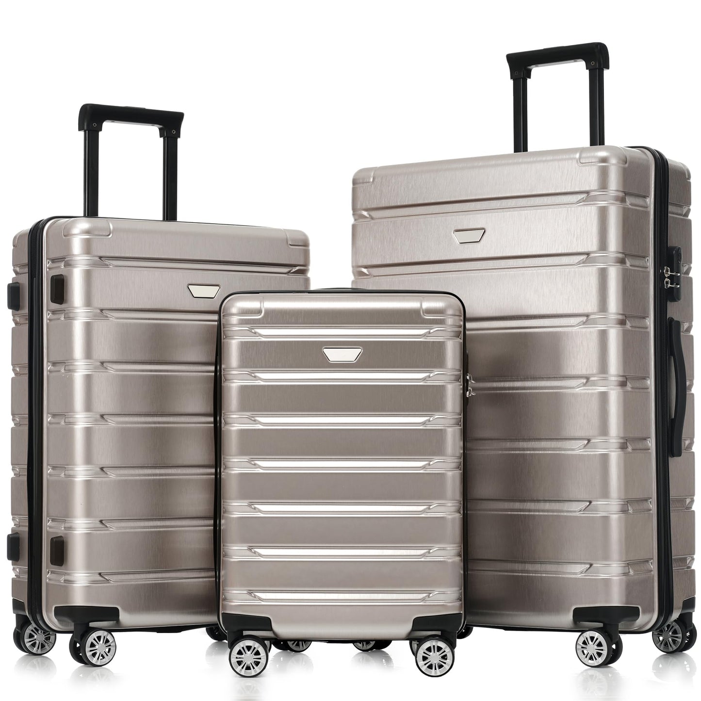 Merax 3 Luggage Sets, ABS Hardshell Suitcase Spinner Wheels with USB Port TSA Lock, Blue and Navy, 20/24/28 Inch