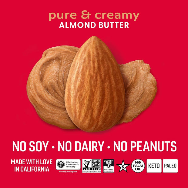 Octonuts Dry Roasted Pure Almond Nut Butter 16oz - Pure Creamy Nut Butter - Gluten Free, Vegan, Kosher, Paleo, Non-GMO Nut Butters Single Ingredient