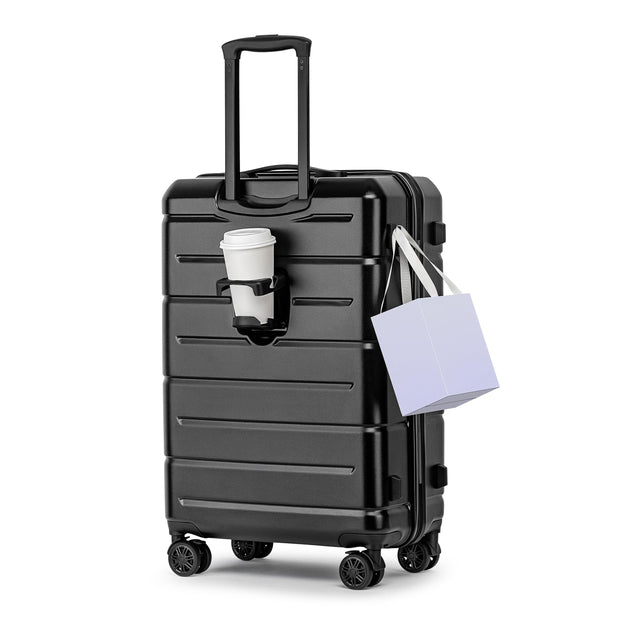 KYME 26 Inch Luggage TSA Approved Hard Shell Suitcases with Spinner Wheels Durable Medium Travel Checked Luggage with Cup Holder for Women Men Pink