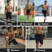 Sauna Shorts for Men 2 in 1 Sweat Shorts Men Sauna Suit Compression Liner Athletic Workout Pants with Pockets