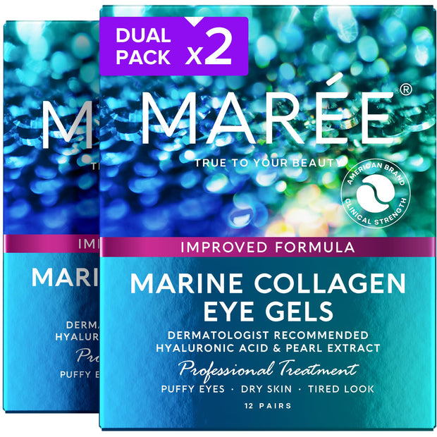 MAREE 24k Gold Under Eye Gels for Dark Circles and Puffiness - Collagen & Hyaluronic Acid Skincare Gel Pads - Gold Eye Patches for Puffy Eyes and Dark Circles - Under Eye Masks - Travel Essentials