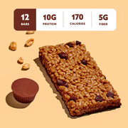 Mezcla Puff Crispy Protein Bars, Gluten Free & Vegan Protein Bars, 10g Protein, Alt for Crispy Rice Treat, Granola Bars & Breakfast Bars, Healthy Snacks for Adults, Peanut Butter Chocolate, 12 Pack