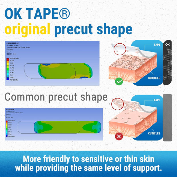 OK TAPE Synthetic Kinesiology Tape, 20 Strips Precut K Tape, Waterproof, Elastic Athletic Tape for Pain Relief & Muscle Support, Reflective Design, 2" x 10" -Purple