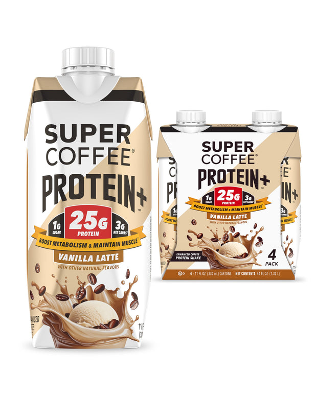 SUPER COFFEE Protein+, Keto Protein Coffee (0g Added Sugar, 25g Protein, 150 Calories) [Mocha] 12 Fl Oz, 12 Pack | Iced Smart Coffee Drinks
