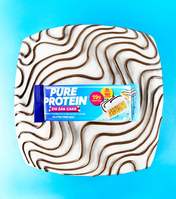 Pure Protein Zig Zag Cake Protein Bars – 19g Protein, 3g Sugar, 190 Calories (4 count) Low Sugar* High Protein Snack - Gluten Free - Perfect for a Healthy Snack.