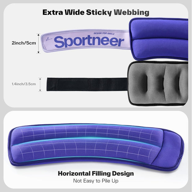 Sportneer Ankle Weights 0.5/1/2/3/5 LBS 1 Pair Wrist Leg Arm Weights for Women Men Kids Child with Adjustable Straps, Strength Weighted for Jogging Running Walking Fitness Gym Workout