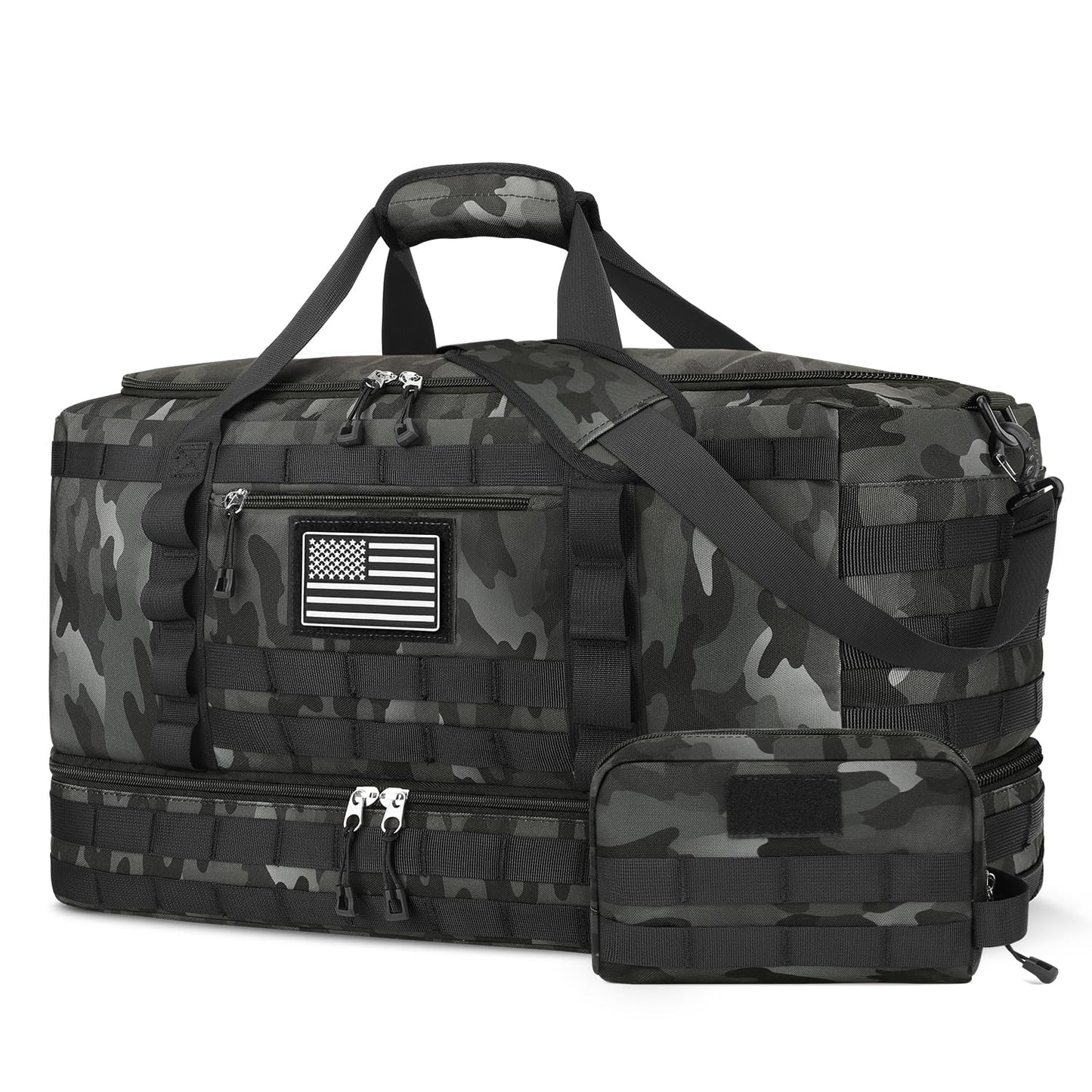 ETRONIK Travel Bag for Men Women, Gym Bag & Tactical Duffle Bags for Travel, Carry on with Toiletry Bag and Shoe Compartment, Weekender Overnight Trip with Wet Pocket for Workout Medical, Black