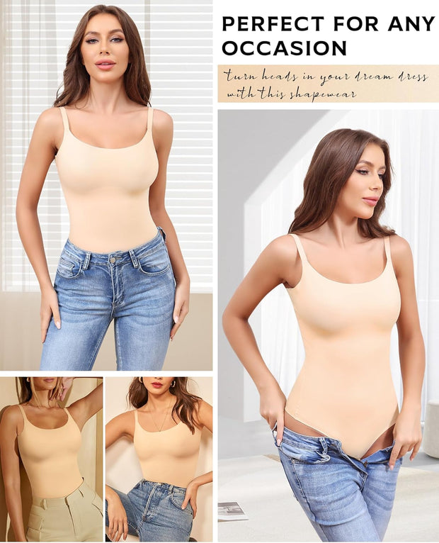 LEVAO Shapewear Bodysuits for Women Tummy Control Body Suits Seamless Sculpting Thong Body Shaper XS-XL