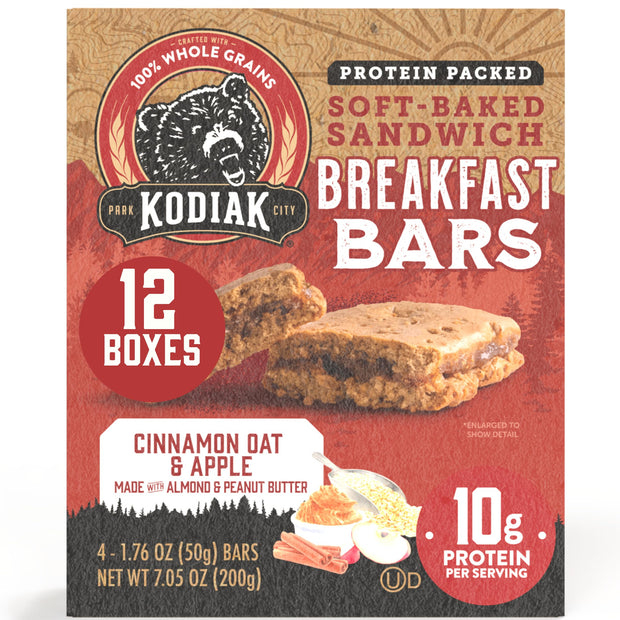 Kodiak Cakes Crunchy Granola Protien Snack Bars, Cookie Butter, High Protein, 100% Whole Grains, 12 boxes with 6 pouches (144 bars)