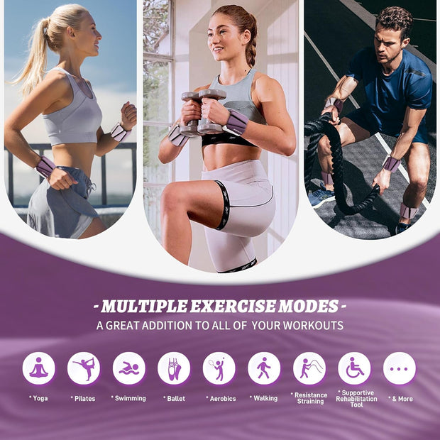 Wrist Weights for Women At Home Ankle Weights Set of 2 (1 lb /2 Lbs Each) Adjustable Weighted Wristbands Arm Leg Weights for Women Men Suitable for Walking Swimming Running Pilates Yoga Gym