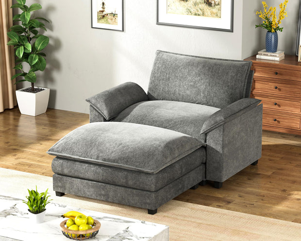 Homall 119" Modular Sectional Sofa, L Shaped Sofa Couch with Reversible Ottoman, DIY Combination Chenille Deep 3-Seat Cloud Couch for Living Room, Apartment (Light Grey, L Shaped Sofa)