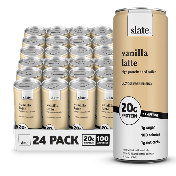 Slate Milk - High Protein Milk Shake - Classic Chocolate - Lactose Free, 20g Protein, 1g Sugar, 100 Calories, 2g Net Carbs, No Added Sugar - Natural, Breakfast Boost, Post Workout - 11 fl oz, 24 Cans