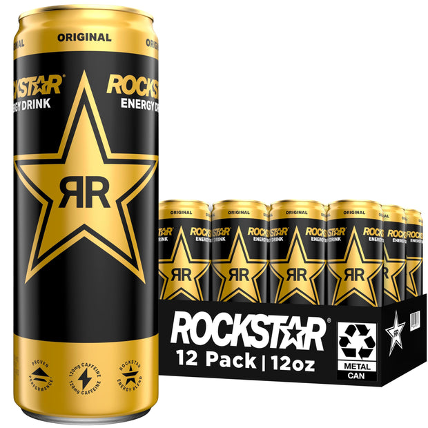 Rockstar, Boom Energy Drink with Caffeine and Taurine Packaging May Vary, Whipped Strawberry, 16 Fl Oz (Pack of 12)