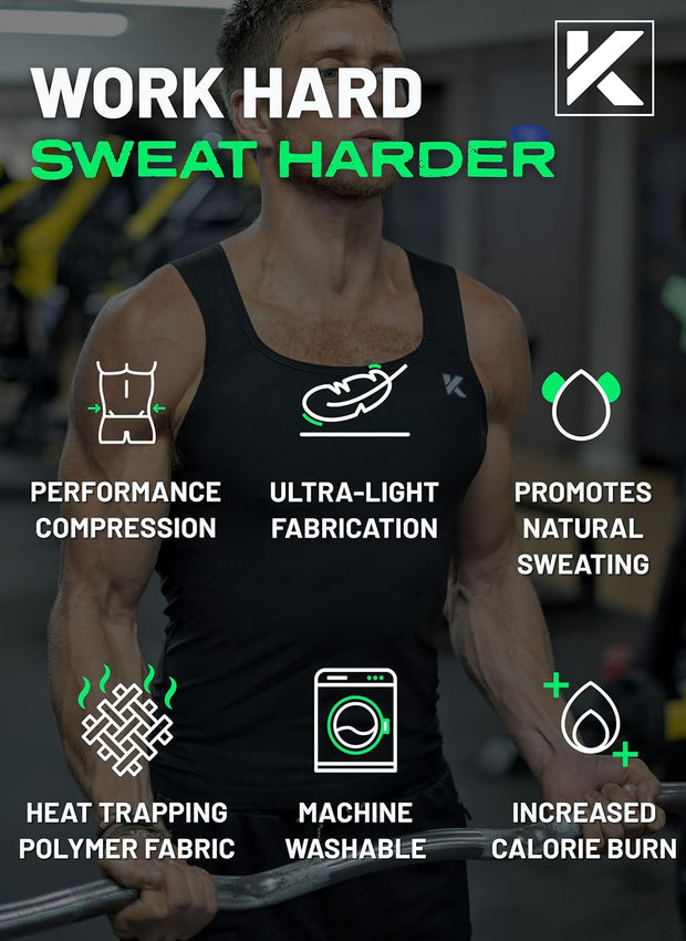 Kewlioo Men's Heat Trapping Pullover Sweat Enhancing Vest - Sauna Suit Shirt Compression Vest Shapewear Top for Gym Exercise