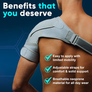 ZENKEYZ Shoulder Brace for Women & Men Rotator Cuff Support, Neoprene Stabilizer with Hot Cold Pack Pocket - Adjustable Arm Sling Shoulder Immobilizer, Left Right (Black, L/XL)