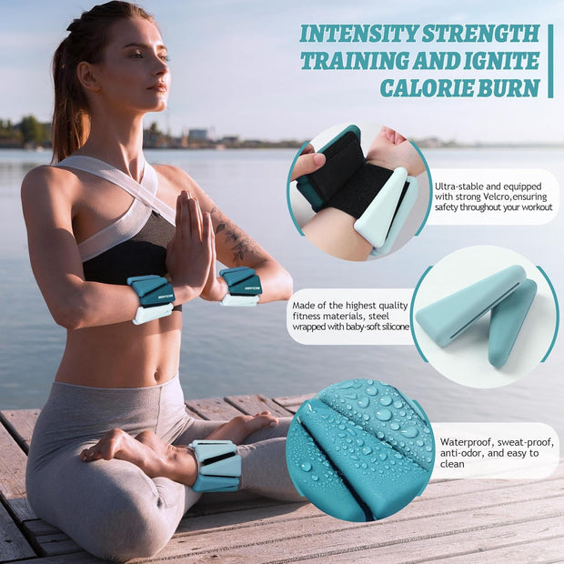 Wrist Weights for Women At Home Ankle Weights Set of 2 (1 lb /2 Lbs Each) Adjustable Weighted Wristbands Arm Leg Weights for Women Men Suitable for Walking Swimming Running Pilates Yoga Gym