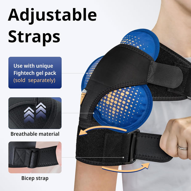 Shoulder Brace - Support & Injury Prevention Brace- Joint Pain Releaser- Shoulder Compression Wrap Strap - Adjustable Injury Accessories for Shoulders - Premium Quality Strap by FIGHTECH (Pink, L-XL)