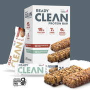 Ready Nutrition CLEAN Bar, 15g Protein for Lean Muscle Mass, 7g Fiber for Satiety, Great for Muscle Building, Muscle Recovery and Weight Loss - Variety Pack (Pack of 24)