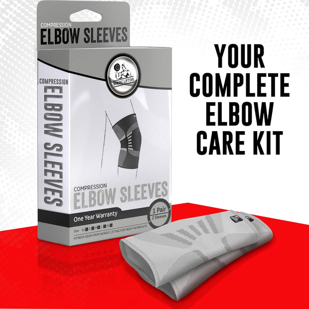 Nordic Lifting Elbow Compression Sleeves (1 Pair) – Support for Pain Relief, Tendonitis, Golfer’s & Tennis Elbow Recovery