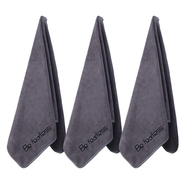 Microfiber Gym Towels Bigger Size Super Soft for Exercise Fitness, Sports, Workout, 380-GSM 15-Inch x 31-Inch Quick-Drying Towels (3 Pack, Grey+Blue+Purple)