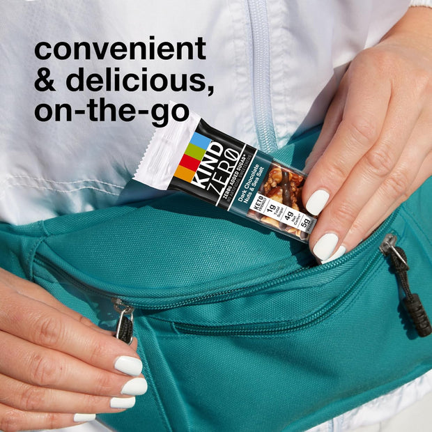 KIND ZERO Added Sugar Bars, Keto Snack, Dark Chocolate Nuts and Sea Salt, Good Source of Fiber, Gluten Free, Low Sugar, 6g Protein, 30 Count