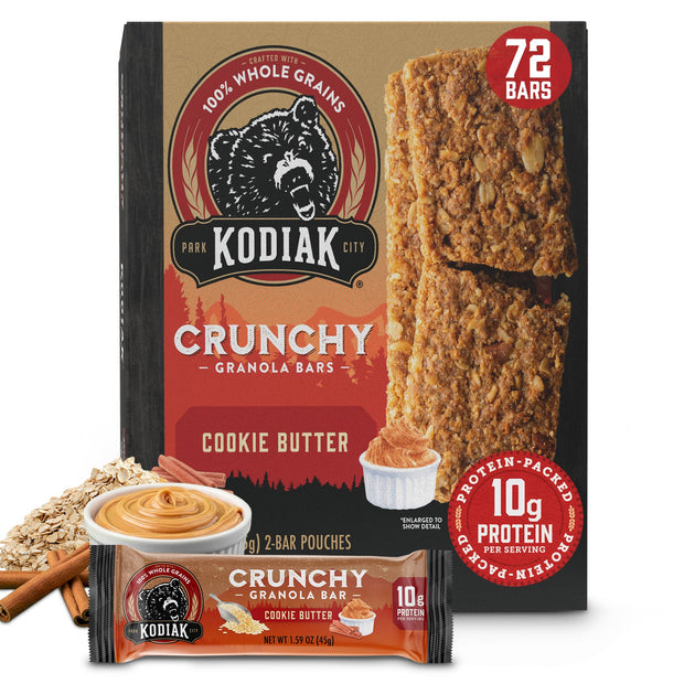 Kodiak Cakes Protein Crunchy Granola Bar, Chocolate Chip, (Pack of 12 Boxes)
