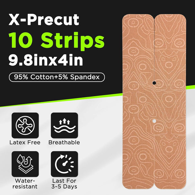 OK TAPE Kinesiology Tape for Ankle - 10 Precut Strips | Professional-Grade Water-Resistant & Breathable Ankle Tape for Sports Injury Recovery, Support, 10pcs, Pink