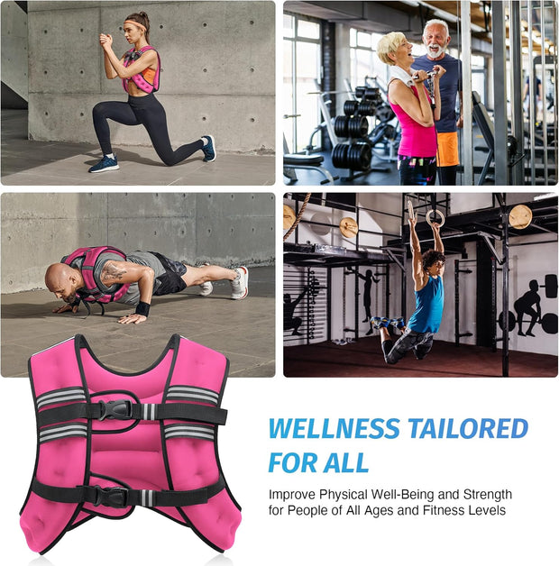 ZELUS Weighted Vest, 6lb/8lb/12lb/16lb/20lb/25lb/30lb Weight Vest with Reflective Stripe for Workout, Strength Training, Running, Fitness, Muscle Building, Weight Loss, Weightlifting