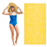 PÜSKÜL - Authentic 100% Turkish Cotton Turkish Beach Towel, Genuine Made in Turkey Quality - Soft, Quick Dry, Sand Free, Light Like Cloud, Oversize 36x70 Peshtemal Towels (Pack of 1, Arat Orange)