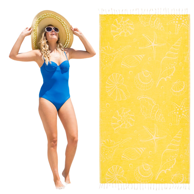 PÜSKÜL - Authentic 100% Turkish Cotton Turkish Beach Towel, Genuine Made in Turkey Quality - Soft, Quick Dry, Sand Free, Light Like Cloud, Oversize 36x70 Peshtemal Towels (Pack of 1, Arat Orange)