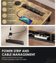63 Inch L Shaped Electric Standing Desk with Drawers, Height Adjustable Large Desk with Power Outlets, Sit Stand Table, Writing Computer Desk for Home, Office, Workstation, Rustic Brown