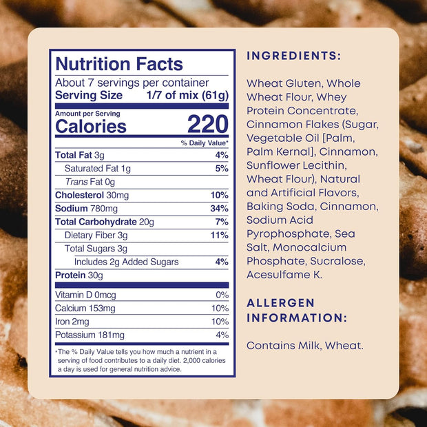 Protein Pancake Mix & Protein Waffle Mix by Phoros Nutrition, 30g of Protein, Low Carb, High Protein, Keto-Friendly, Whey Protein, Whole Grain Oats, Whole Wheat Pancakes, Just Add Water (Cinnamon)