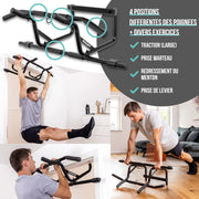 PULLUP & DIP Pull-up bar for door frames for hanging without screws and no slipping, professional door bar, pull-up bar with padded handles