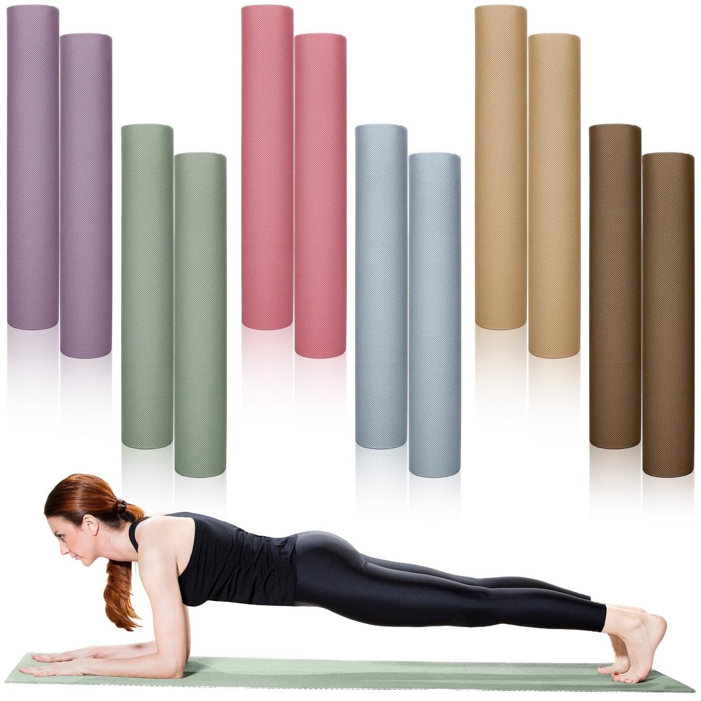 Timgle 12 Pack Yoga Mat Bulk, 4mm Thick Extra Long Sports Mat Anti Slip Tear Resistant Yoga Exercise Set for Fitness Stretching Home Workout Gym and Studio