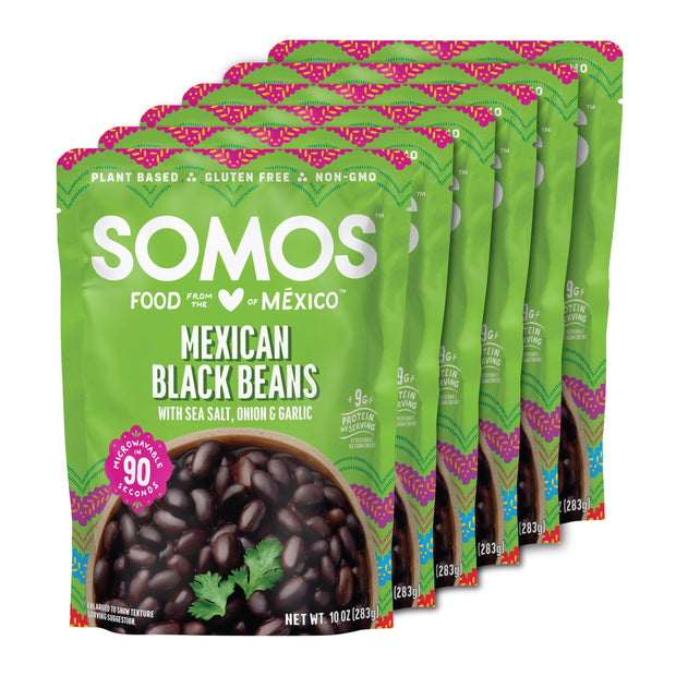 SOMOS Pinto & Black Beans - Gluten Free, Non-GMO, Vegan Ready-to-Eat Microwavable Meals - Delicious, Healthy & Plant Based Convenience - Perfect for Quick, Healthy Dining |10oz Pouch (Pack of 6)