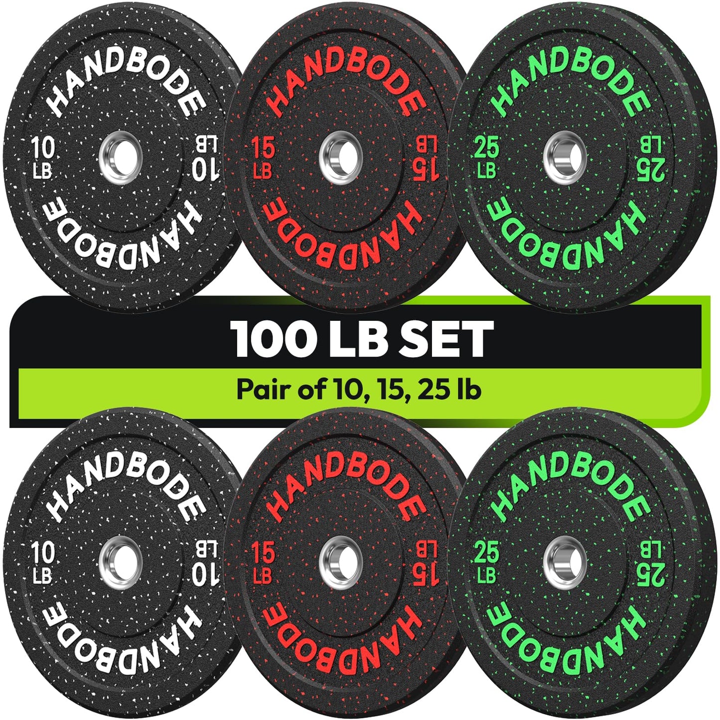 2-Inch Bumper Plates High Bounce, Olympic Weight Plate Set 45/100/160/190/260/300lb, Barbell Weight Plates Set for Home Gym, Colored Weights Rubber Strength Training Plate for Weight Lifting