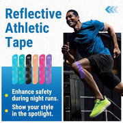 OK TAPE Synthetic Kinesiology Tape, 20 Strips Precut K Tape, Waterproof, Elastic Athletic Tape for Pain Relief & Muscle Support, Reflective Design, 2" x 10" -Purple