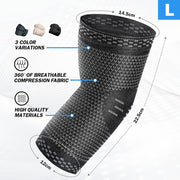 POWERLIX Elbow Orthopedic Brace Compression Support (Pair) - Elbow Sleeve for Tennis, Golfer’s, Bursitis, and Sprains, Arthritis, Tendonitis. Pain Relief(Black, L)