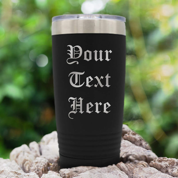 My Personal Memories Customized Personalized Stainless Steel Travel Tumbler with Lid - Engraved Double-Wall Vacuum Insulated for Him, Her Your Custom Text (20 oz, Black)