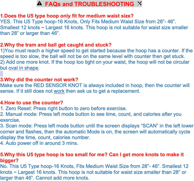 U5-16 Knots Waist 28”- 46”, Silent Smart Weighted Hula Hoop for Adults Weight Loss, Infinity Hoop Plus Size, Home Outdoors Fitness Exercise, Abdominal Toner