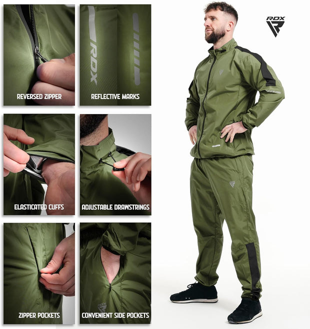 RDX Sauna Suit Full Body Heat Sweat Suit, REACH OEKO TEX 100 CERTIFIED, Anti Rip Long Sleeve Tracksuit Top Bottom