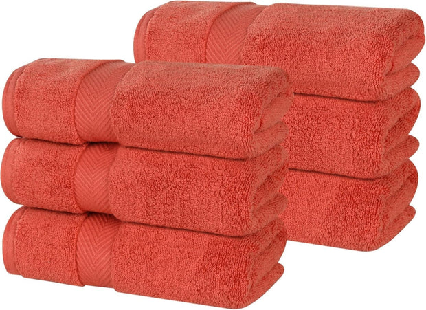 Superior Zero Twist 100% Cotton Bathroom Towels, Super Soft, Fluffy, and Absorbent, Premium Quality 6 Piece Towel Set with 2 Washcloths, 2 Hand Towels, and 2 Bath Towels, Coral