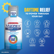 Mucinex Maximum Strength Fast-Max Cold & Flu and Nightshift, All-in-One Multi Symptom Relief Liquid, 6 Fl Oz - 2 Count (Pack of 1)